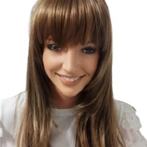 Długa peruka Fanlan  z grzywką w kolorze  ciemnego blond z jasnym refleksem 14/24b 57cm