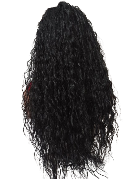 Długa peruka bez grzywki Jolina mono part lace - black 85 cm / typ mokrej włoszki