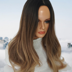 Peruka długa bez grzywki LA  Mira  ,  brąz  sombre termoodporna-67cm