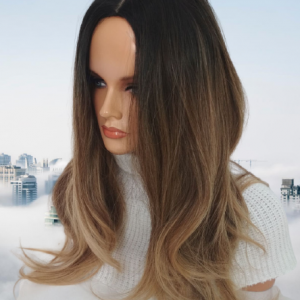 Peruka długa bez grzywki LA  Mira  ,  brąz  sombre termoodporna-67cm