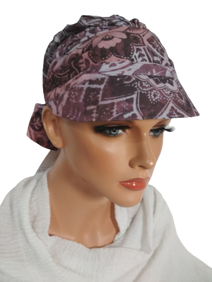 Turban z chusty z daszkiem Tess  pink + kolory