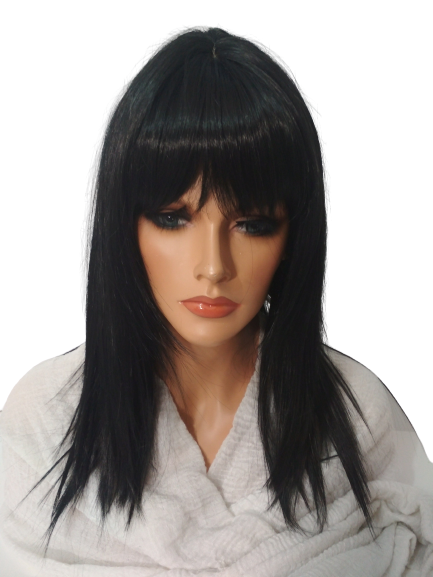 Peruka 712 -1 długie czarne włosy , cieniowana