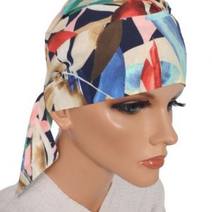 Turban Tess W-187 odcienie niebieskiego /czerwieni