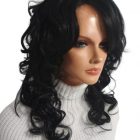 Peruka kręcone włosy z grzywką , półdługa-Violetta lace / termowłos , loki black