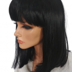 Peruka long bob z grzywką  013-1 termowłos, czarna perła-37cm