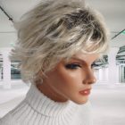 Krótka peruka blond ombre artystyczny nieład  06-ys26/613a