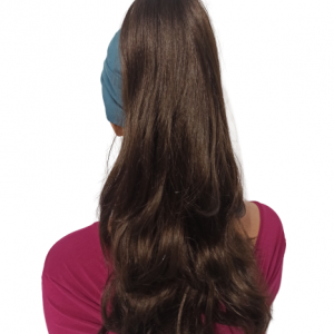 Treska, dopinka na klipsie 55cm w kolorze czekoladowym   na dole falowana 4/6