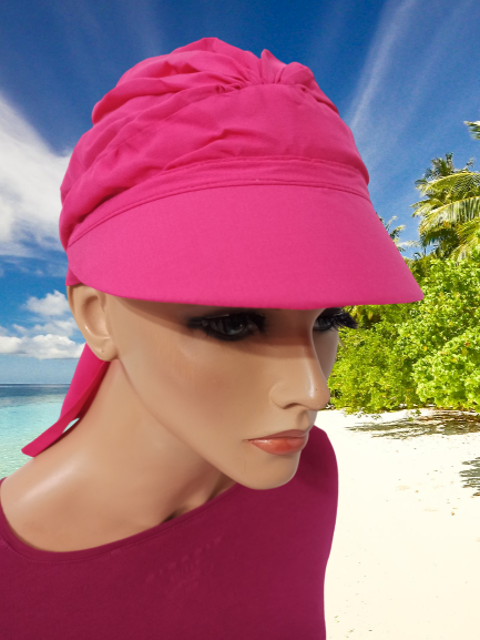 Turban z chusty z daszkiem Tess  pink + kolory