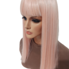 Peruka długa z grzywką , włosy proste 47cm  -cappucino +kolory