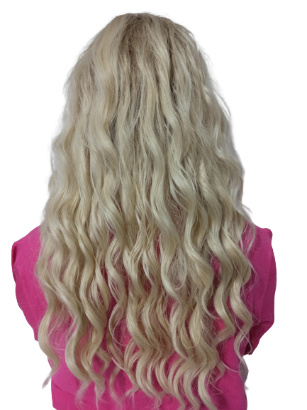 Peruka długa falowana bez grzywki Dolce Donatella lace -930 jasny blond z odrostem / jak naturalna -63cm