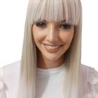 Peruka długa z grzywką , włosy proste 47cm  -cappucino +kolory