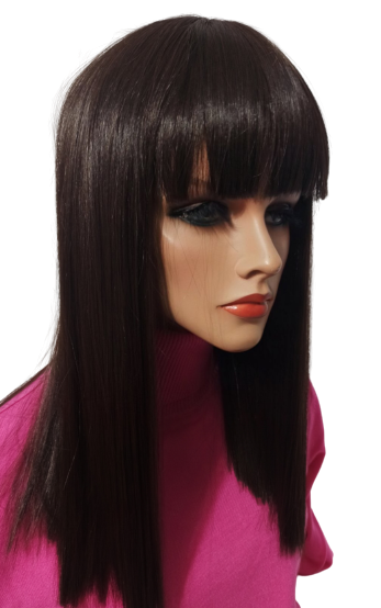 Peruka długa z grzywką , włosy proste 47cm  -cappucino +kolory