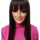 Peruka długa z grzywką , włosy proste 47cm  -cappucino +kolory