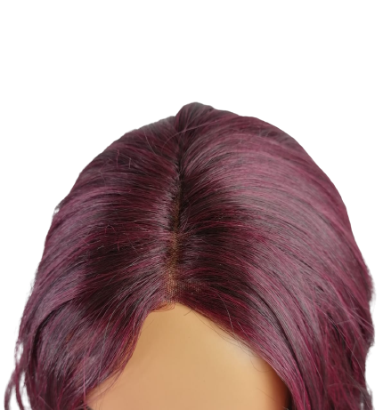 Peruka długie falowane włosy bez grzywki Ramona 900 w kolorze oberżyny -Termohair-mono-part