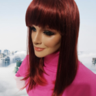 Peruka Long bob z grzywką  Fringe 3t135     czereśniowy mix z ombre -40 cm