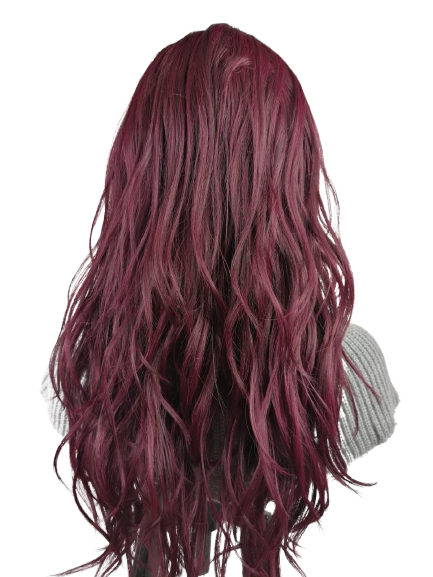Peruka długie falowane włosy bez grzywki Ramona 900 w kolorze oberżyny -Termohair-mono-part