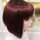 Peruka bob z grzywką KleooPatra 4/33a  wiśniowa z efektem odrostu-30cm