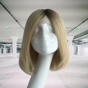 Peruka naturalna,bob, bez grzywki Argentina mono lace by Nessaja -jasny blond z ombre/ rozmiar S