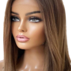 Peruka naturalna bez grzywki long boblight  mocca ombre Wenecja mono lace by Nessaja