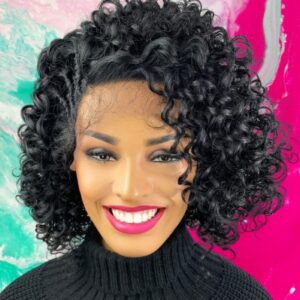 Peruka afro loki lace front Sisi -1b czarny kolor  / 38cm