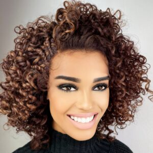 Peruka Afro loki Sisi 4/27 lace front , brąz z refleksem