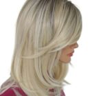 Długa peruka z grzywką na mikroskórze, Spotlight mono lace -jasny blond z efektem odrostu