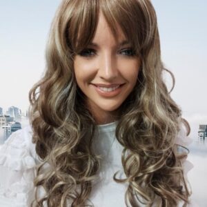 Peruka długa z grzywką kręcone włosy 3336-L12/613 - M