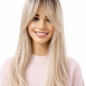 Długi topper z grzywką , dopinka maskująca , tupet Best Lukrecja platynowy mix z odrostem Długi topper z grzywką , dopinka maskująca , tupet Best Lukrecja platynowy mix z odrostem