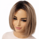 Peruka naturalna bob bez grzywki Gaga mono part latte z efektem ciemnego odrostu 35 cm / okazja Peruka naturalna bob bez grzywki Gaga mono part latte z efektem ciemnego odrostu 35 cm / okazja