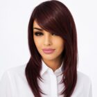 Peruka długa z grzywką na mikroskórze  Spotlight  mono lace w kolorze kasztan z ombre / termowłosy do stylizacji-52cm
