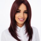 Peruka długa z grzywką na mikroskórze  Spotlight  mono lace w kolorze kasztan z ombre / termowłosy do stylizacji-52cm