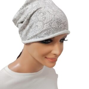 Turban po chemii Emma mix03 z kolekcji Premium Turban biały +szary