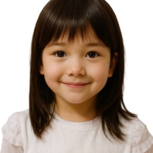 Peruka dziecięca long bob z grzywką brąz  40cm   Konwalia XS