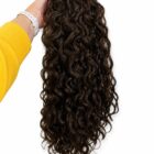 Długa falowana dopinka/treska 85642 w kolorze kasztanowym 60cm + kolory / 63cm
