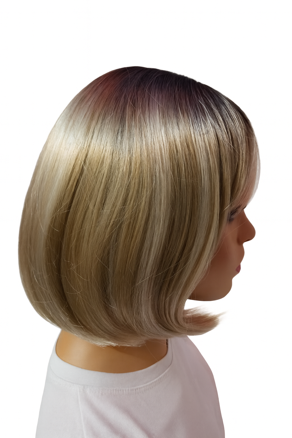 Peruka bob z grzywką Bonnie w kolorze ciepły blond mix z odrostem -28cm