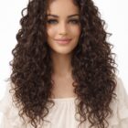 Peruka afro loki , mokra włoszka na mikroskórze bez grzywki  w kolorze brązowym -Margaritta -55cm