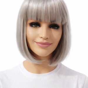 Peruka bob z grzywką dw763-1076  siwy z delikatnym popielem -30cm