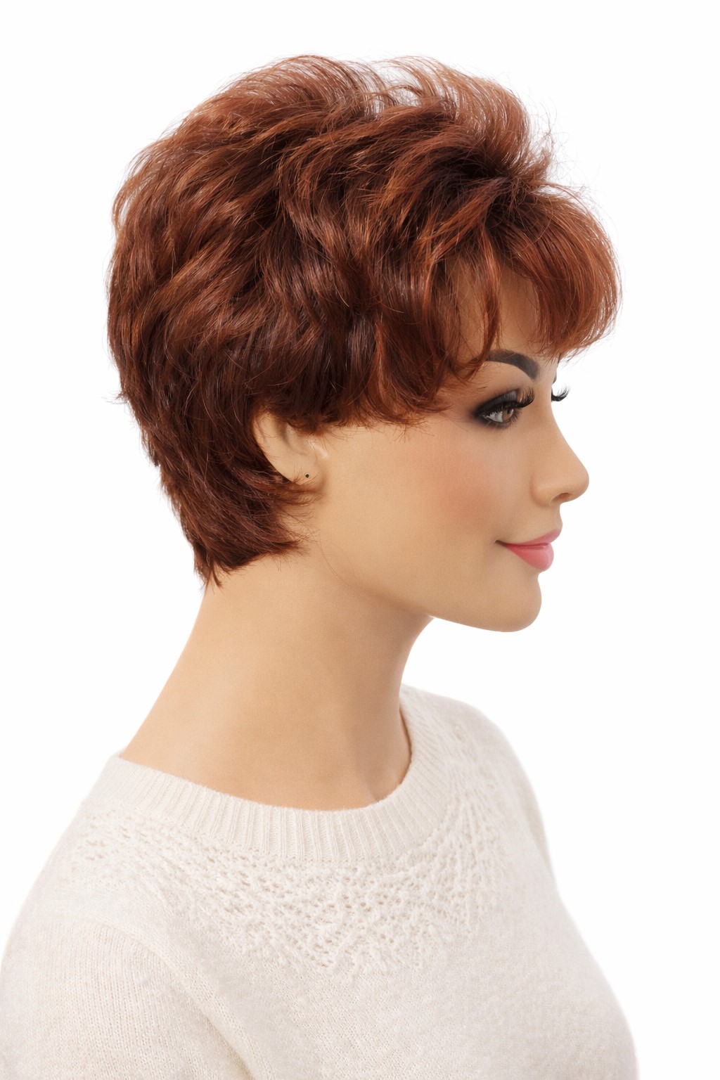 Krótka peruka Anna 30/130+4  rudy z efektem odrostu