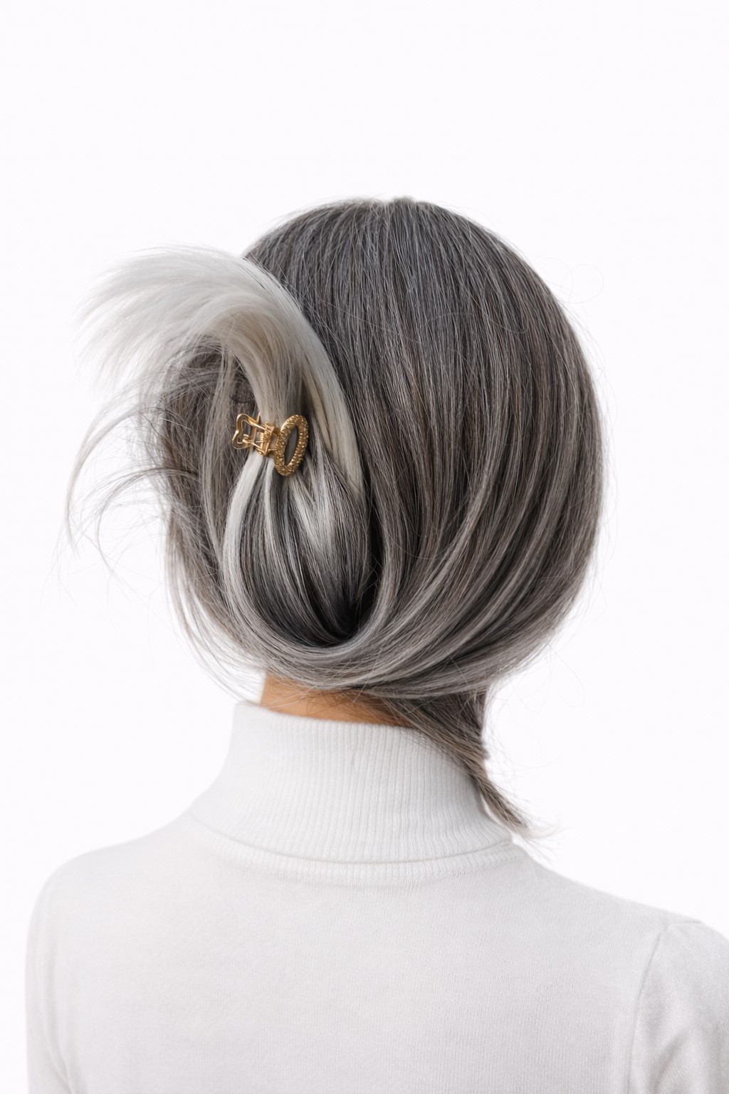 Peruka długa z grzywką Ellane w kolorze sól i pieprz +kolory 45cm