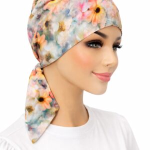 Turban z chusty po chemii Corcus  Flower Turbans  multikolory  morski-turkus-żólty, zieleń,orange, fiolet, koral, różne kolory
