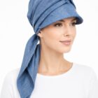 Turban z daszkiem Lara z lnu   blady róż  + kolory / Kolekcja Lux Eva-D