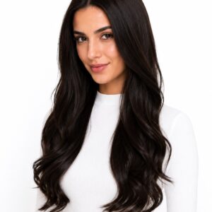 Doczepiane pasmo włosów 45 cm brąz + kolory / Future Hair -termo 160 stopni
