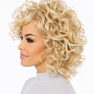Peruka falowana z grzywką, afroloki - 63353c jasny ciepły blond -R21T-na większe głowy Peruka falowana z grzywką, afroloki - 63353c jasny ciepły blond -R21T-na większe głowy