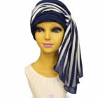 Turban Beata w odcieniu granat / biało granatowe pasy 429/20 kolekcja Premium Turbans Turban Beata w odcieniu granat / biało granatowe pasy 429/20 kolekcja Premium Turbans