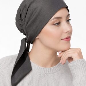 Turban z chusty po chemii Felicja new w kolorze stalowym
