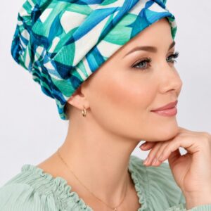 Turban po chemii Costa Rica 2233D odcienie niebieskości , zieleni i biel Turban po chemii Costa Rica 2233D odcienie niebieskości , zieleni i biel