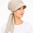 Turban z daszkiem Lara z lnu   blady róż  + kolory / Kolekcja Lux Eva-D