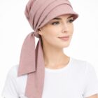 Turban z daszkiem Lara z lnu   blady róż  + kolory / Kolekcja Lux Eva-D