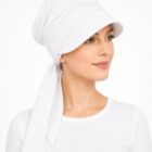 Turban z daszkiem Lara z lnu   blady róż  + kolory / Kolekcja Lux Eva-D