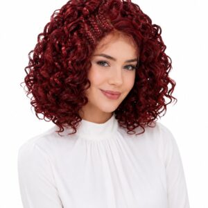 Peruka afro loki lace front Sisi - red / 99j - 38cm  , śliwkowo wiśniowy odcień+ kolory